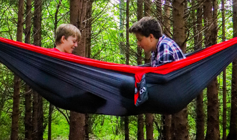 boys in a hammock