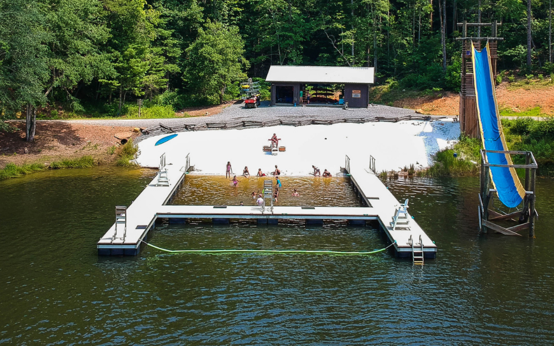 drone waterfront dock and slide